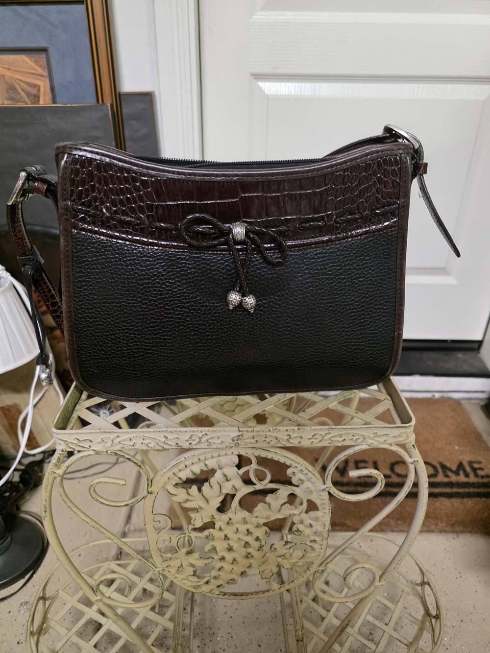 Brighton Black and Dark Brown Crossbody Shoulder Bag